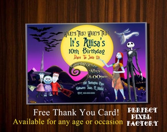 Nightmare Before Christmas,Halloween Invitation,Jack Skellington Invitation,Halloween Birthday,Birthday Invitation,Printable Invitations