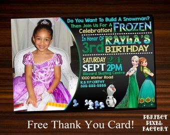 Frozen Invitation, Photo Invitation, Frozen Photo,Frozen Birthday,Elsa, Anna, Olaf,Frozen printable,Custom Frozen, Olaf invitation