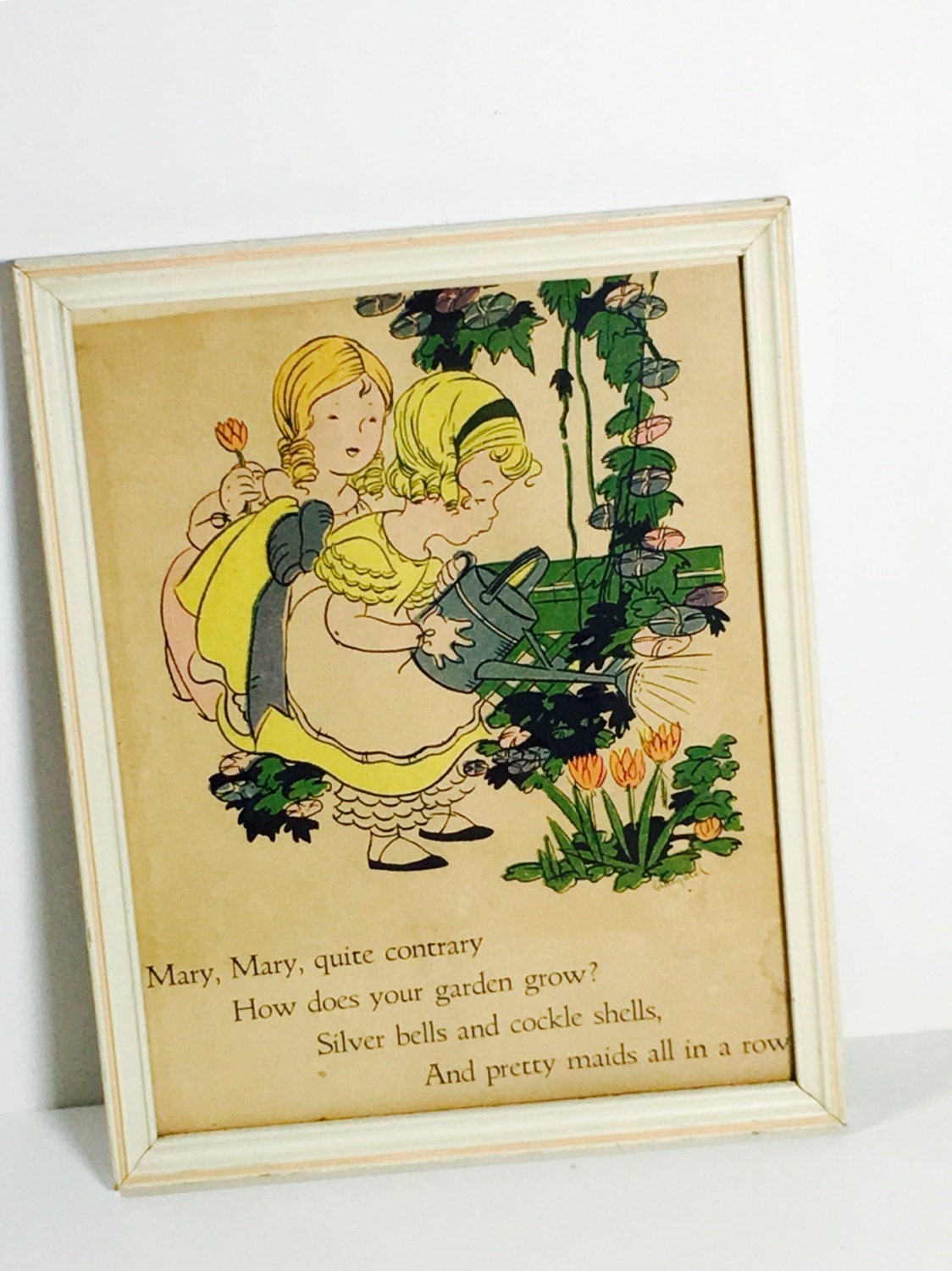 Vintage Framed Nursery Rhyme Nursery Rhyme Wall Decor Mary