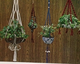 Start small, learn macrame for small plant hangers and specialty pots Knotty pots DIY 1970's instructions and 5 patterns. Easy macrame