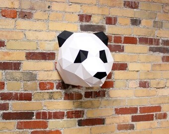 Claire the Panda Bear - Papercraft DIY Kit, Zoo Animal, DIY Craft Kit, Do It Yourself, Craft, Faux Taxidermy, DIY Papercraft, Animal head