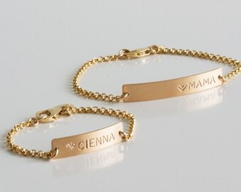 Mommy and Me Bracelet/Personalized Handstamped Mother's Day Gift/Nameplate Bracelet/Handstamped Bracelet/Gift for Her/Mothers Day Gift/ B210