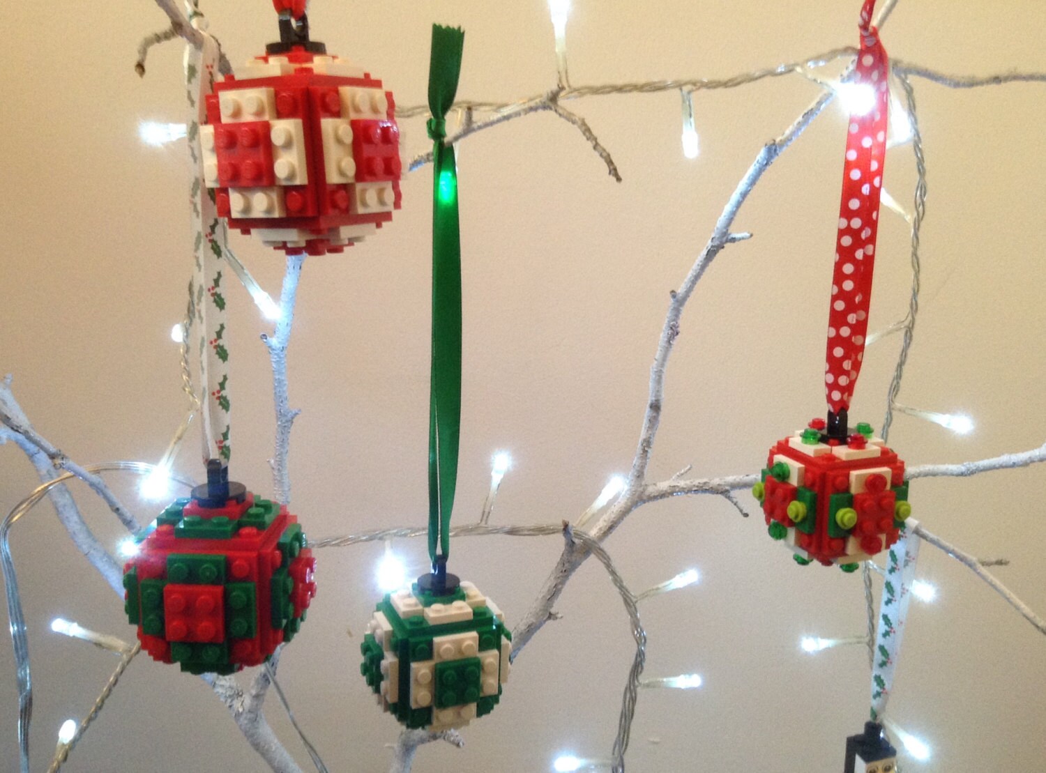 Christmas Lego Tree Ornaments Set of 4 Baubles by HeartOfBricks
