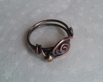 copper ring, wire wrapped ring , handmade ring , handmade jewelry