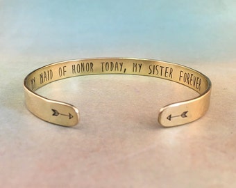 Maid of Honor Gift, Maid of Honor Jewelry, Gold Maid of Honor Bracelet, Maid of Honor Gift, Red Fern studio