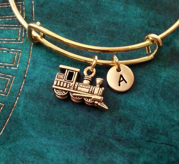 Train Bangle Bracelet Gold Train Charm Bracelet Train Jewelry