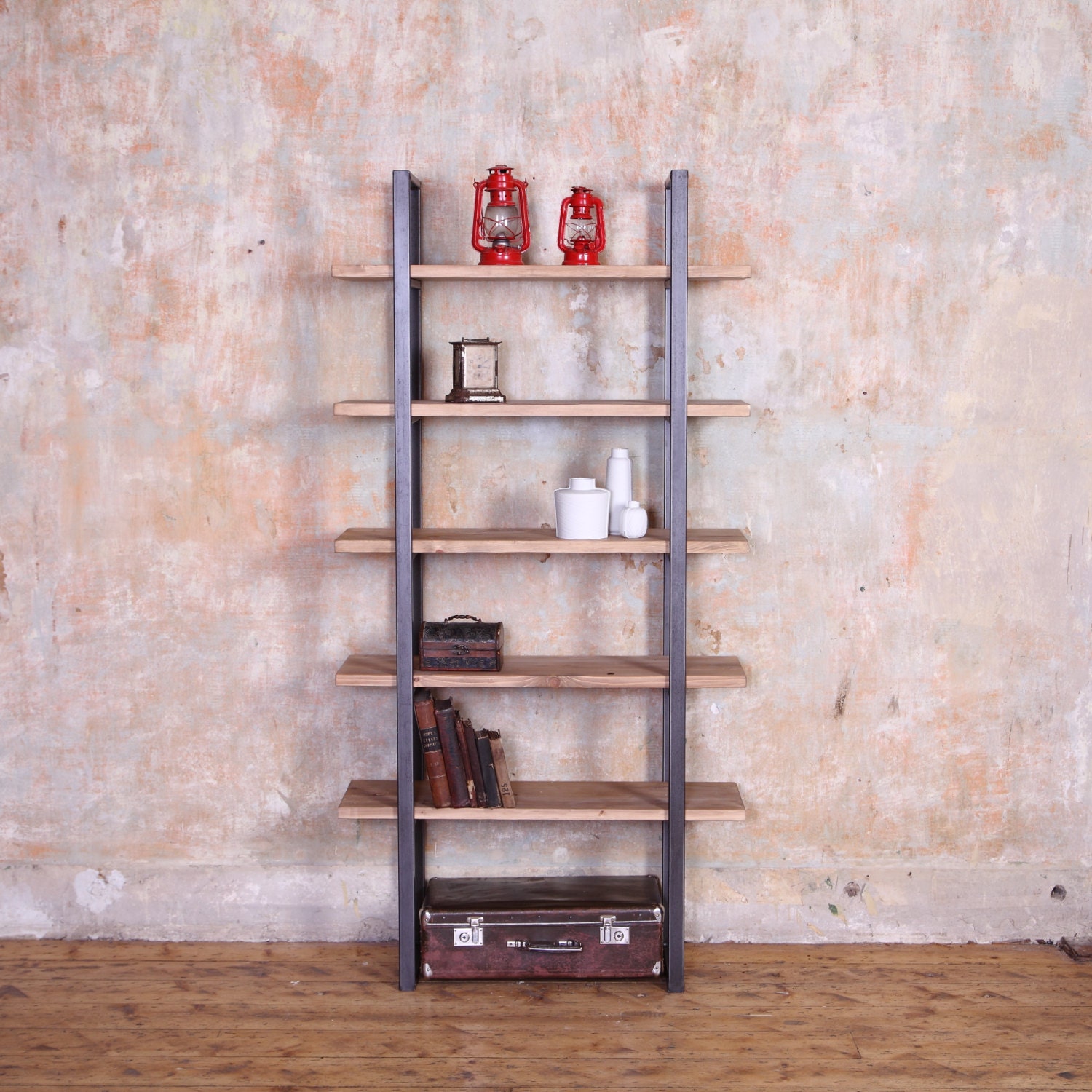Industrial Style Reclaimed Wood Shelving Unit