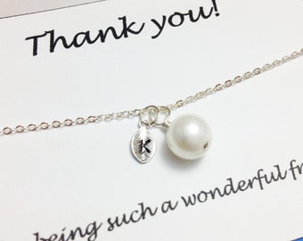 Bridesmaid bracelet - white pearl bracelet - personalized bracelet - girlfriend bracelet - gift for her