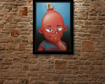 NEVER DIG To DEEP - Garbage Pail Kid tribute, drawing Art poster limited edition of 5 digital prints signed & numered.