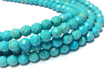 4mm Turquoise Faceted Beads - 14 inch Full strand - Faceted Turquoise