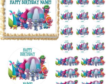 Trolls Edible Cake Topper Image, Trolls Cupcakes, Troll Dolls Cake, Trolls Party Supplies, Edible Cake, Edible Photo, Cake Decoration Topper