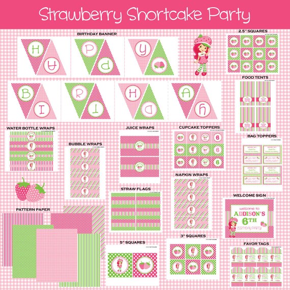 Strawberry Shortcake Party Printables by ThePartyDarlingLLC