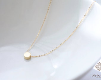 Tiny gold dot necklace - dainty disk necklace - minimal gold necklace - 14k gold filled necklace - simple everyday jewelry-