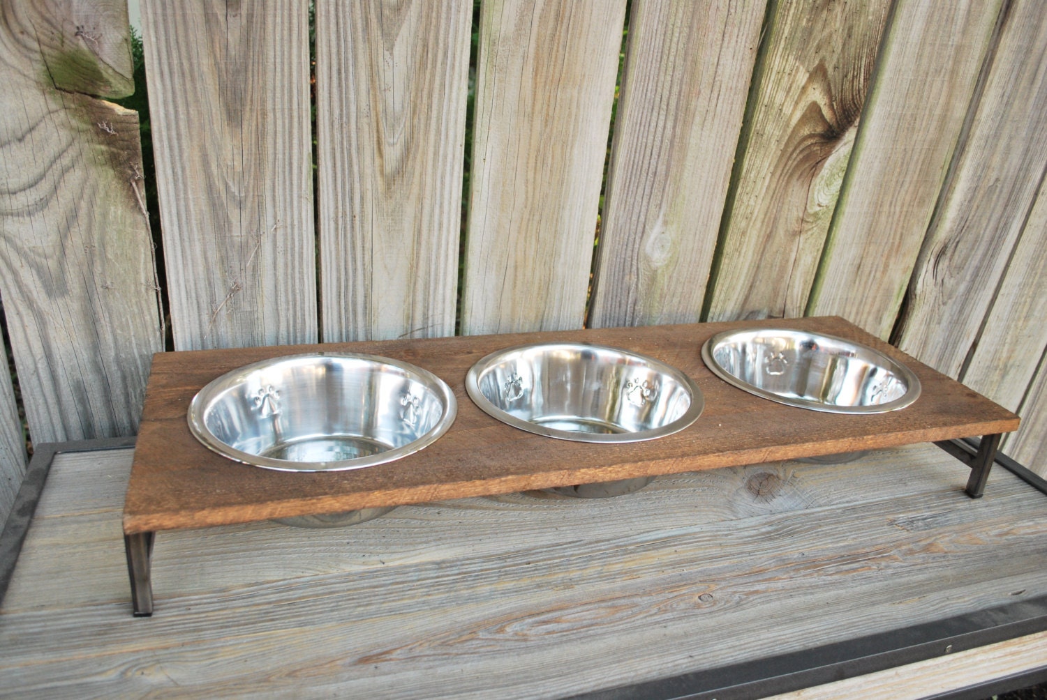 Rustic Dog Food Stand Designed from rustic wood by StickandBone