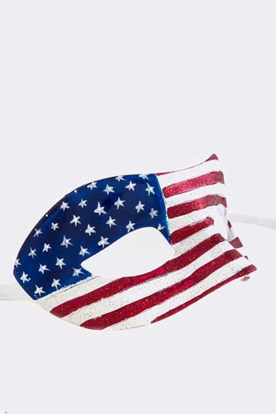 Glittered American Flag Masquerade Mask Red white by Scarlettaa