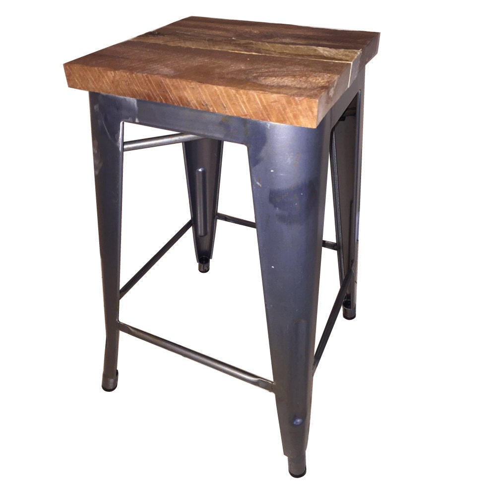 Rustic Wood Barstool