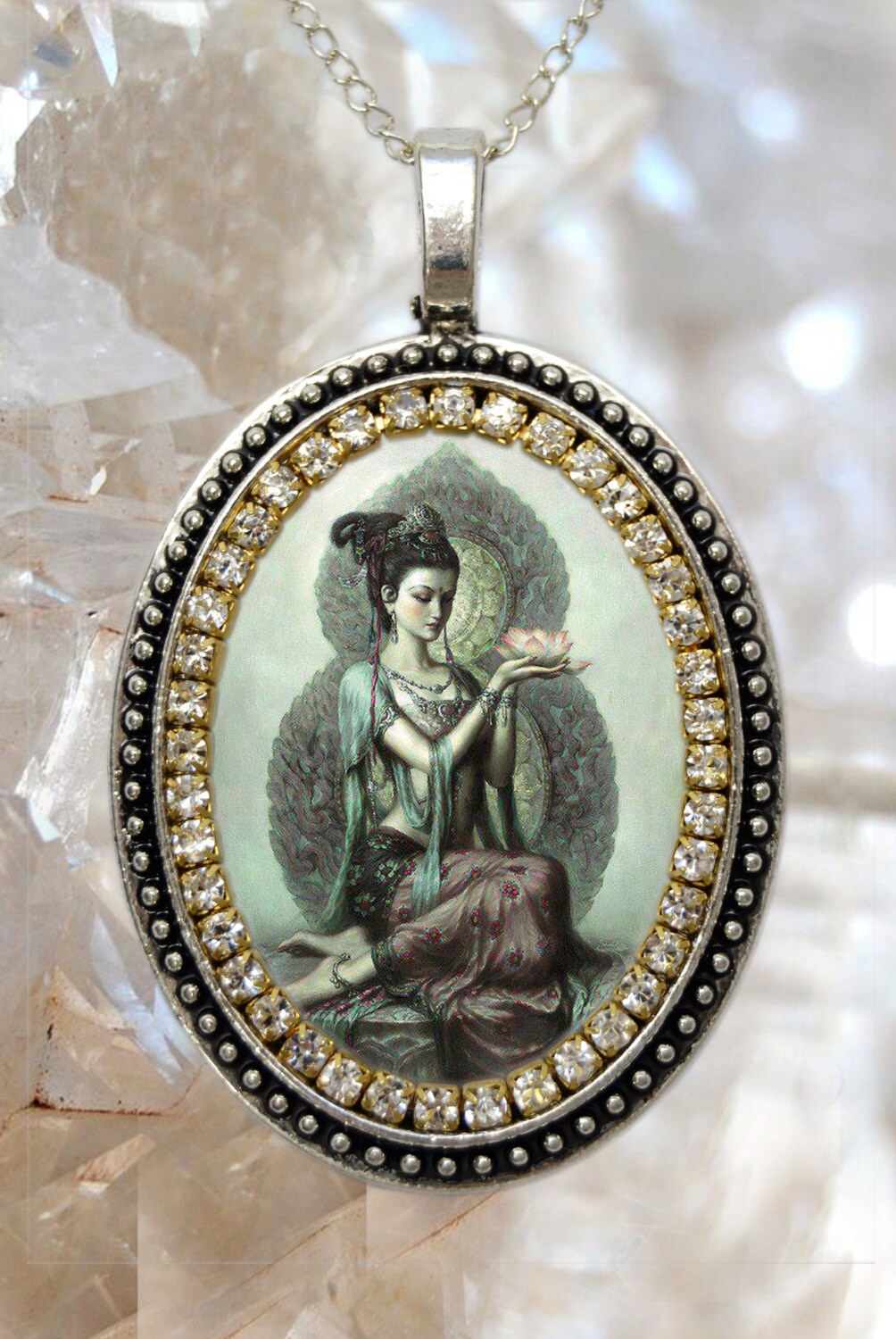 Kuan Yin Goddess of Mercy and Compassion Handmade Necklace Jewelry