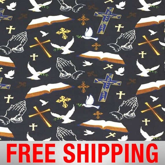 Fleece Fabric Christian Religious Jesus Holy Spirit Cross