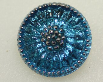 Czech Glass Button, Daisy Flower, Small, 18mm