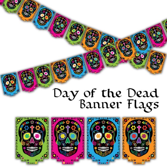 Día de los Muertos Day of the Dead Skull Banner printable