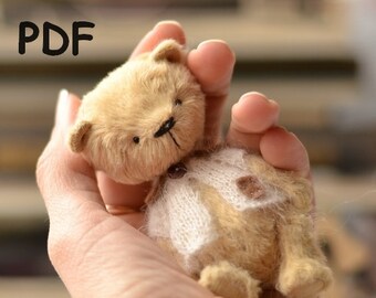 Pattern Teddy bear, teddy bear 10 cm, sewing tutorial,pattern teddy, pattern toy, Artist Teddy Bear