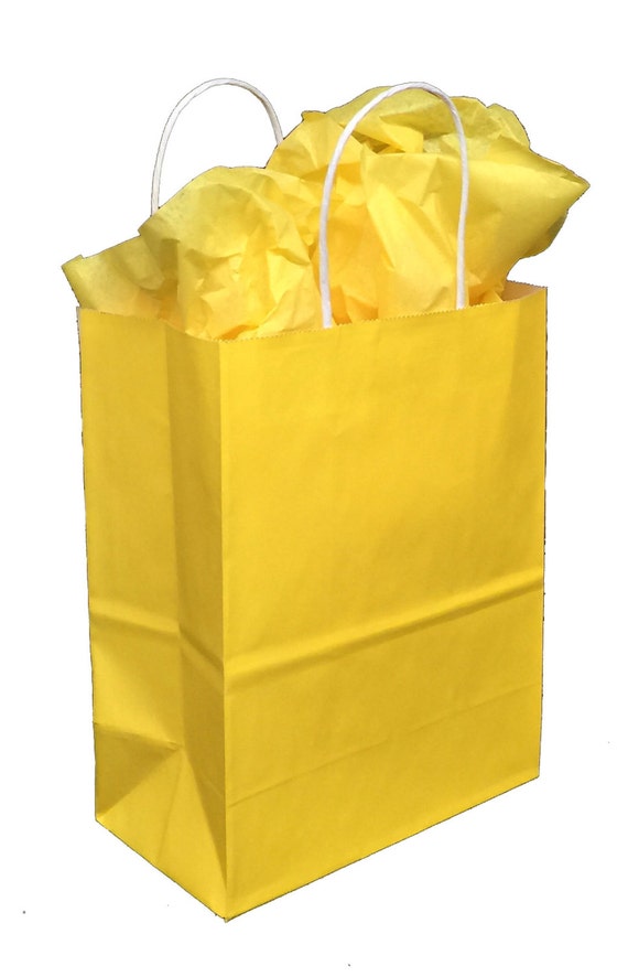 Pack 25 yellow handled Kraft paper bag8x4.5x10.25Kraft