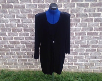 Little Black Dress - Velvet Dress - Women's Dress - Vintage Dress - DJ Int'l - Women's Black Dress
