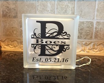 Night Light, Family Name Sign, Family Name Decal, Family Name Light, Name Plaque, Established Sign, Family Name, Last Name Sign, Glass Block