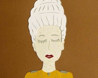 Collage Tilda Swinton The Grand Budapest Hotel Wes Anderson / handmade Papercraft / handmade face made of cut paper illustration