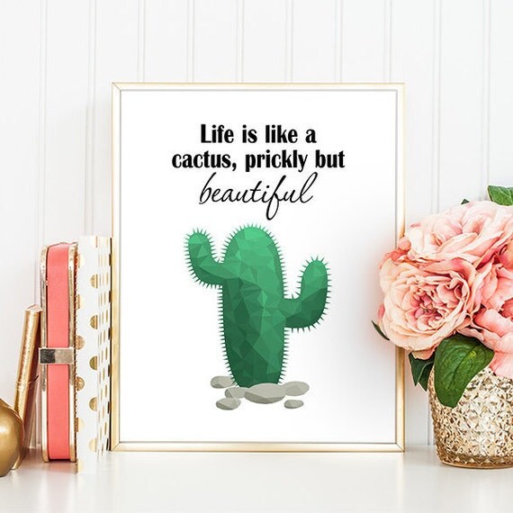 Items Similar To Cactus Art Print Funny Quotes 'life Is Like A Cactus 