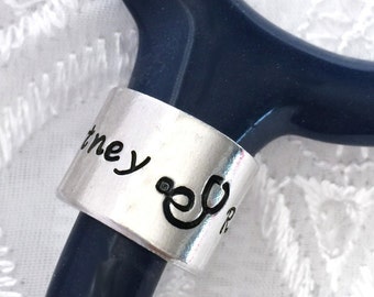 Stethoscope ID Ring, Stethoscope Charm, Shiny Stethoscope ID Ring Tag, Gift for a Nurse, Personalized Stethoscope Ring