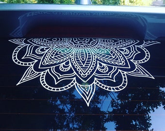 Half Mandala Window Decals car decals wall decal vinyl decal mandala sticker boho zen hippy yoga henna indian decal flower decal dorm deco