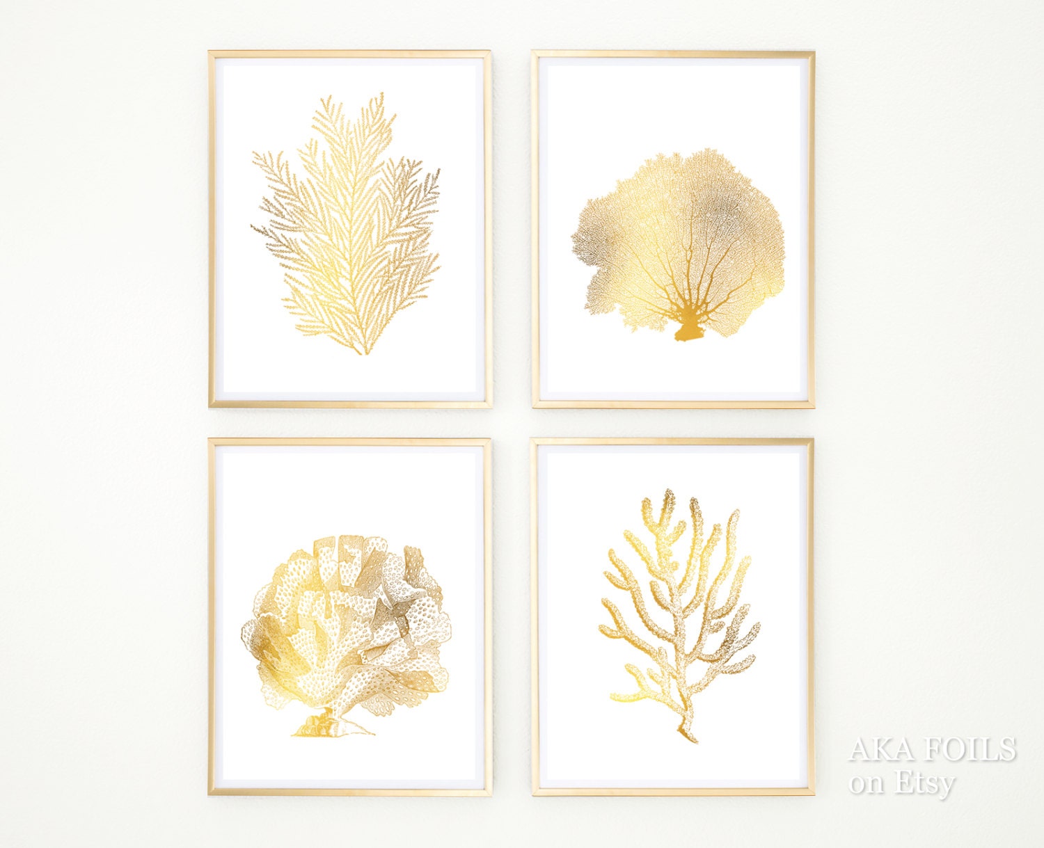 Gold Coral Reef Art Print Set Of 4 Real Gold Foil Prints with Amazing coral reef home decor – Perfect Image Reference