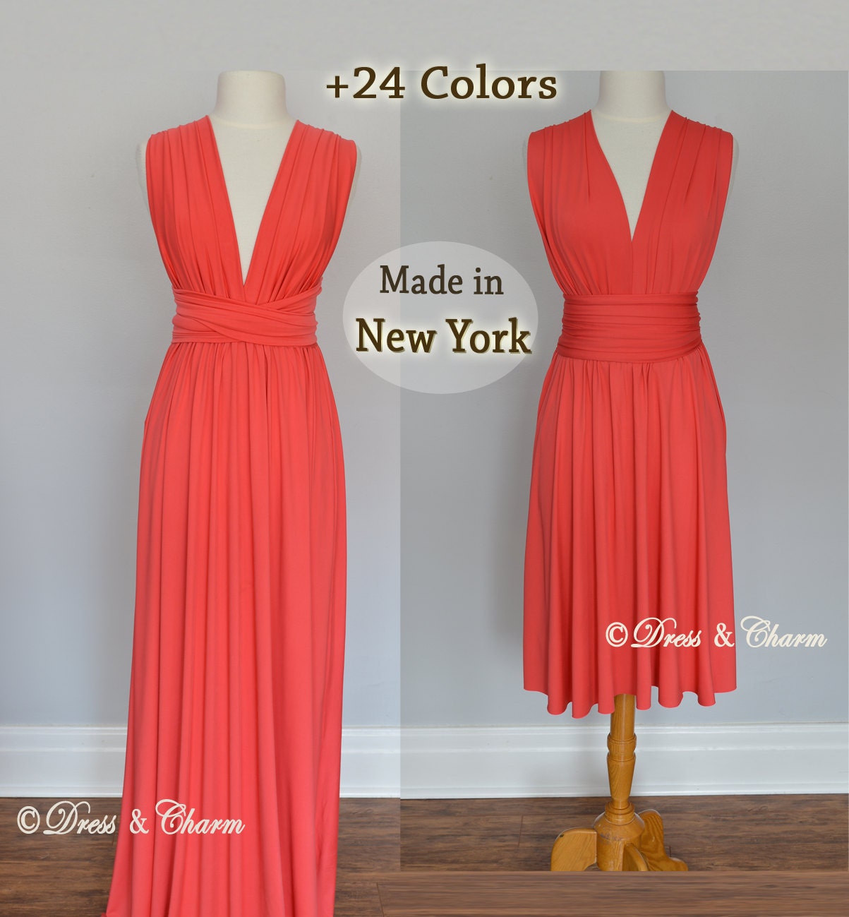 Coral Bridesmaid dress infinity dress by justDressAndCharm on Etsy