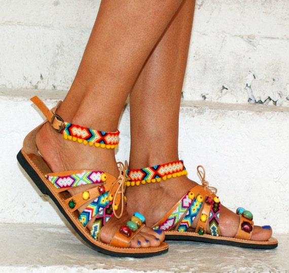 Boho Sandals/ Handmade Greek Leather Sandals/ by magosisters