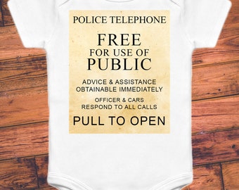 Doctor Who Baby Onesie - Police Box Sign