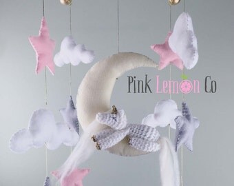 baby mobile - unicorn baby mobile - cloud baby mobile - pink and gold baby mobile - star baby mobile - unicorn nursery decor