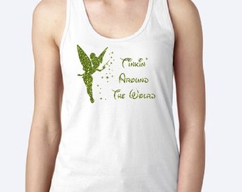 TInkerbell Tinkin Around the World Womens Disney Food and Wine Shirt