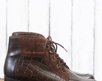 Sale - 30%. Italian leather boots / booties brown leather / 7.5 US (woman)