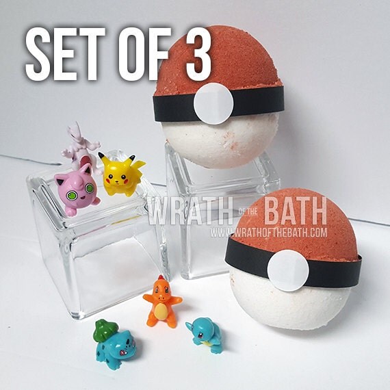 Pokemon Pokeball Bath Bomb Set of 3 Inspired Poke Ball Bath