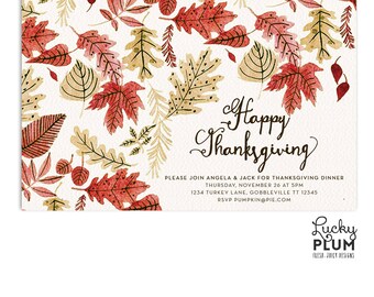 Thanksgiving Invitation / Turkey Invitation / Pumpkin Invitation / Harvest Invitation / Fall Invitation / Autumn Invite /