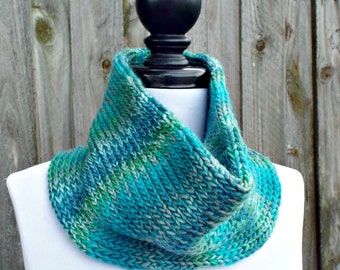 Double Knit Circle Scarf Womens Scarf - Blue Cowl Blue Scarf - Cowl Scarf Womens Accessories Spring Fashion - READY TO SHIP