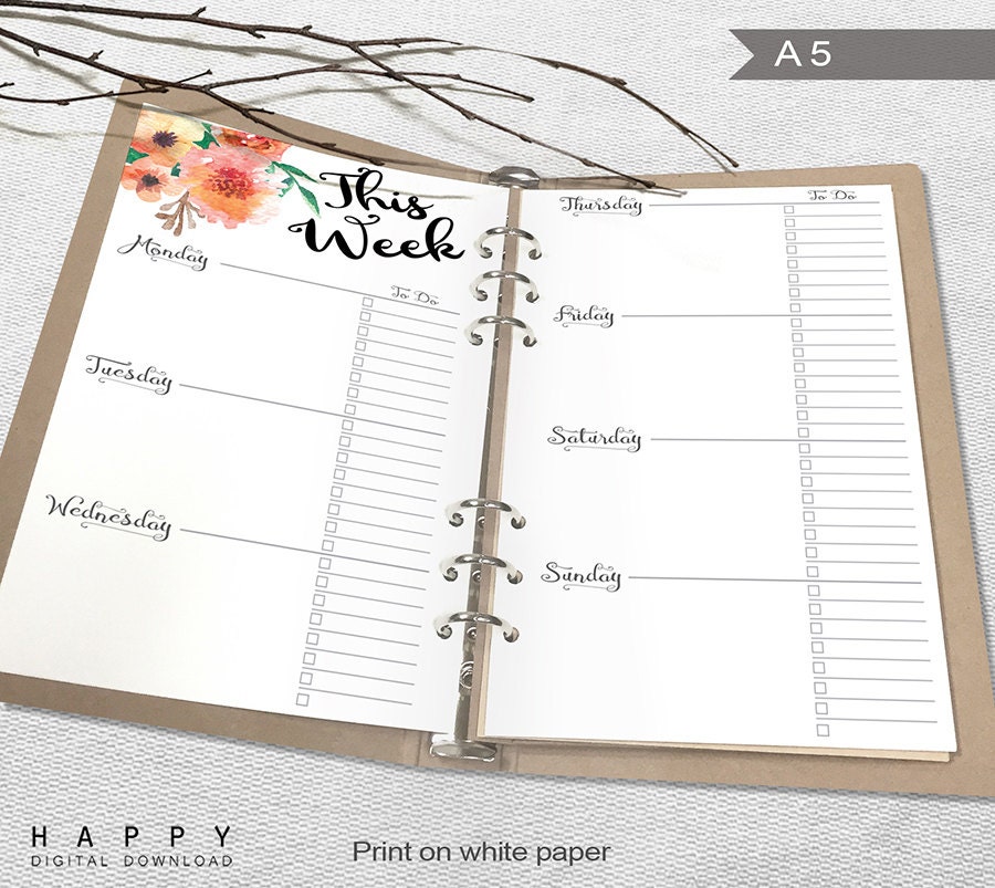 printable weekly planner a5 weekly planner printable a5 - printable ...