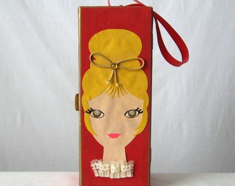 Wig Box 60s Mod Wig Case Vintage Salon Hair Care Mid Century Decor Hair Salon Decor Barber Shop Decor
