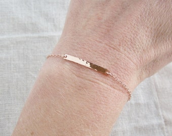 Hammered bar bracelet, Thin ROSE gold bracelet, stacking bracelet, rose gold filled, layering bracelet, delicate, simple bracelet, everyday