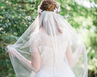 waltz length veil, waltz veil, bridal veil ivory, bridal veil comb, wedding veil, wedding veil waltz, champagne veil, other color options