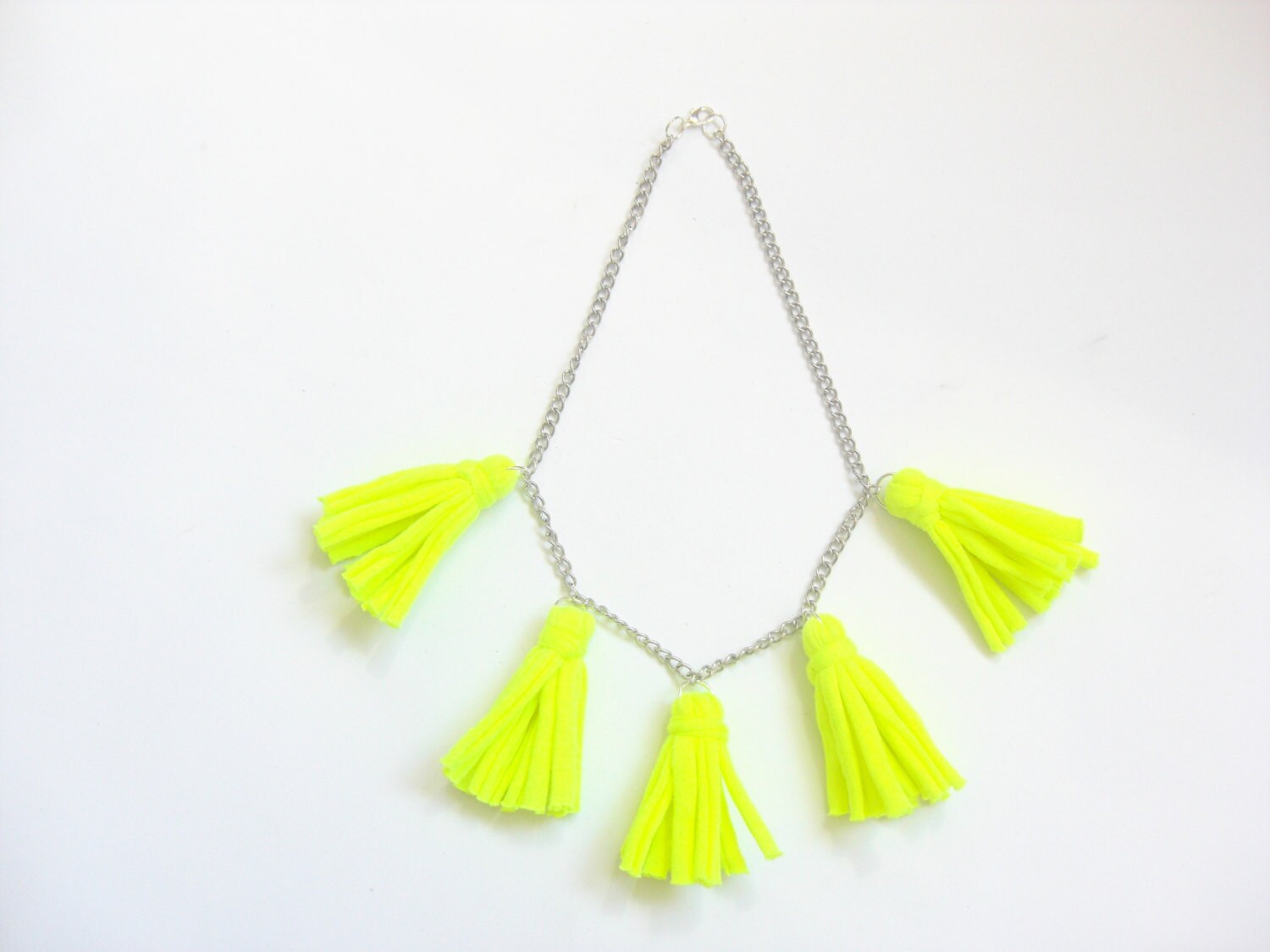 Fluorescent Yellow Necklace Tassel Necklace Tassel Jewelry