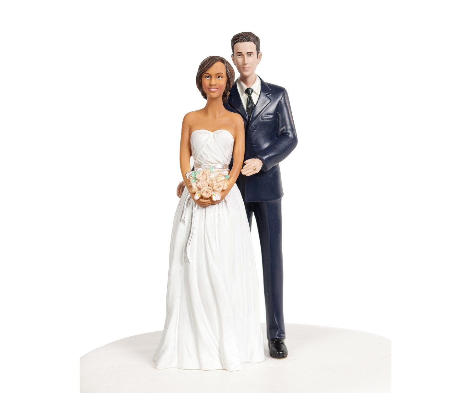 Chic Interracial Wedding Cake Topper African American 