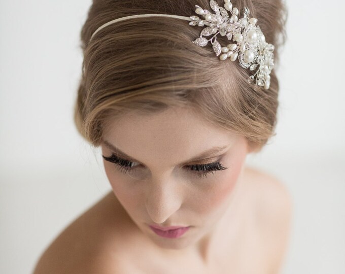 Bridal Hairpiece, Crystal Pearl Headband, Wedding Headpiece, Wedding Headband, Bridal Crystal Pearl Tiara