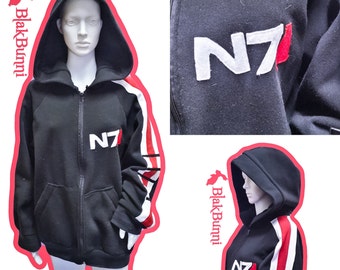 MADE TO ORDER Mass effect Commander Shepard Elite stripe N7 inspired hoodie
